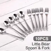 10Pcs Kids Fork and Spoon Set 410 Stainless Steel Kids Silverware Set qrOlp