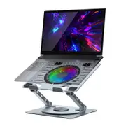 [MB-STD-S8GRY] Stage S8 Rotating Laptop Stand with RGB Cooling Fan and USB Ports