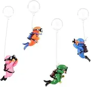 LYSAIMG 4Pcs Resin Floating Aquarium Decorations,Floating Fish Tank Decoration,Hanging Lovely Diver for Aquarium with Ball and Line,7CM*3CM Cute Miniature Diver,Accessories for Fish Tanks Pool
