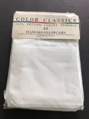 NIP WESTPOINT PEPPERELL Color Classics Luxury Percale Standard Pillowcases Vtg