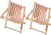 Abaodam 2Pcs Foldable Phone Display Stand Miniature Beach Chair Wooden Phone Holder for Desk Cute Beach Accessories for Office Bedroom Living Safe Stable Design