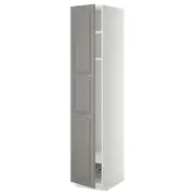 METOD high cabinet w shelves/wire basket, white/Bodbyn grey, 40x60x200 cm
