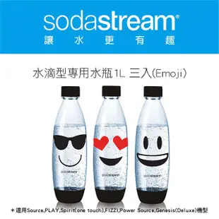 Sodastream 1L水滴型專用水瓶 Emoji 嬉皮士 公司貨 氣泡水機專用 寶特瓶