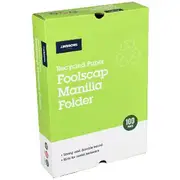 J.Burrows Recycled Foolscap Manila Folder Yellow 100 Pack
