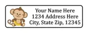 400 Monkey with Banana Personalized Return Address Labels. 1/2 inch by 1 3/4 in.