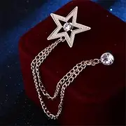 [Generic] Fashion Rhinestone Star Brooch Tassel Chain Lapel pin and brooches Suit Shirt Badge Corsage for Men Accessories s Made in China