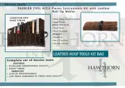 Farrier Tool 8 Pcs Kit With Leather Roll Up Wallet Hammer, Nail Clincher, Nipper