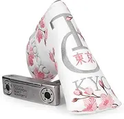 Golf Blade Putter Cover, Cherry Blossoms Elegant Embroidery Premium Leather Blade Putter Headcover Golf Head Covers for Scotty Cameron Ping Taylormade Odyssey