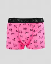 [Lucid] Lucid Men's Helmsman Fitted Boxers in Pink/Black Size XL XL Pink/Black