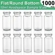 100pcs 10mL Clear Headspace Vial 20mm Crimp Top Glass Bottle Flat / Round Bottom