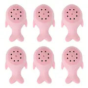 6PK Wicked Sista Whale Cleansing Facial Exfoliator Cleansing Brush 16x6.5cm Pink
