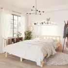 Double Size Bed Frame Solid Pine Wood Farmhouse Mattress Base Platform Natural