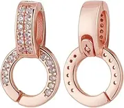 arricraft 2 Pcs 925 Sterling Silver Real Rose Gold Plated Double Stud Clasp Connector, Rhinestone Folding Clasp Pendant Clasp for DIY Necklace Bracelet Jewelry Making Decorative Connector