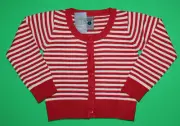 4 NWT Pumpkin Patch ALL ABOARD Nautical Red White Striped Button SWEATER Girls
