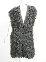 New $1295 STELLA MCCARTNEY Wool Alpaca Super Warm Jacket Cardigan Gray 48 12/14