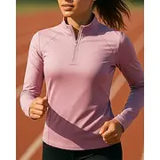 Women's Sweatshirt Running Top Golf Polo Shirt Running Shirt Slim Quarter Zip Long Sleeve Top Breathable Quick Dry Lightweight Elastic Tennis Golf Running Spor