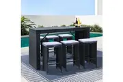 Gardeon 7-Piece Outdoor Bar Set Dining Table Stools Wicker Patio Setting