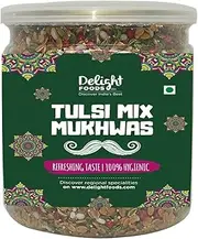 Delight Foods Traditional Churans, Mukhwas & Paan - Premium Quality - Hygienically Packed (Tulsi Mix Mukhwas, 300g)