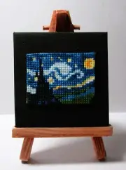 FINISHED CROSS STITCH VAN GOGH STARRY NIGHT MINI MASTERPIECE ON CANVAS W/ EASEL