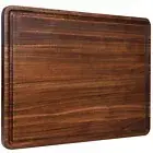 AZRHOM XL Large Walnut Wood Cutting Board for Kitchen 20x15 (Gift Box) with J...