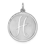 Sterling Silver Rhodium-Plated Brocaded Letter H Initial Charm