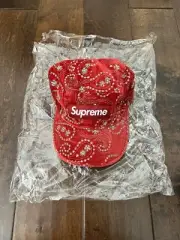 Supreme FW23 Velvet Paisley Camp Cap Red One Size New Ready To Ship ASAP