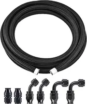 EVIL ENERGY 4AN PTFE Fuel Line Kit, AN4 E85 Fuel Hose Line 16FT Black