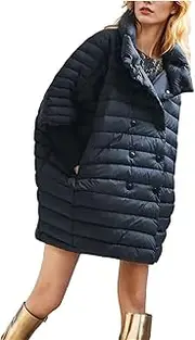 [Generic] Women's Winter Stand Collar Loose Quilted Jacket A-Line Cape Style Cotton-Padded Coat