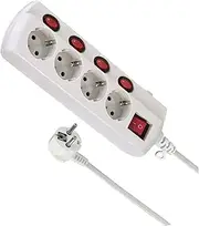 Power Strip with 2 Sockets with Single Switch, Cable 1.5 m, 3680 W Max