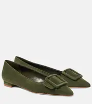 [Manolo Blahnik] Manolo Blahnik Maysalepumpflat suede ballet flats AU 10 green