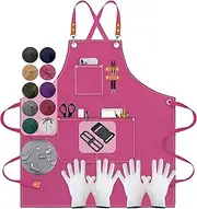 [Corvalezy] Tosewever Canvas Cross-Back Chef Apron, Adjustable Straps, Large Pockets, Water-Resistant Cotton for Cooking, BBQ, Workshops