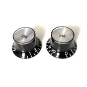 2 Knobs Metric Tone Plexi Black Silver Reflector Style to Fit Gibson Sg