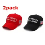2pack 2024 MAGA Make America Great Again Donald Trump Hat Cap with USA Flag