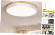 Modern Wood Ceiling Light,Round LED Flush Mount Ceiling 11.81 Inch White