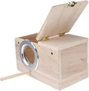TOYANDONA Bird Parrot Nesting Box Wooden Bird House with Clear View Window for Bird Watching Holder Durable Design for Parakeets Lovebirds and Birds