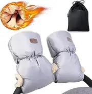 Orzbow Faux Sheepskin Pram Hand Muff,Fleece Pushchair Hand Muff,Warm Pram Hand Warmer,Winter Waterproof Windproof Anti-Freeze Extra Thick Handmuff for Pram Accessories (Light Grey)