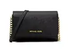 New Michael Kors Jet Set Travel Medium Phone Crossbody Saffiano Leather Black