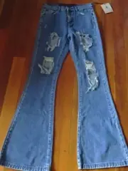 ONE TEASPOON "Stevies" Distressed Flared Jeans Size 10