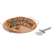 Avanti Round 33cm Pizza Stone Base Holder w/ Serving Wire Rack/Roller Cutter