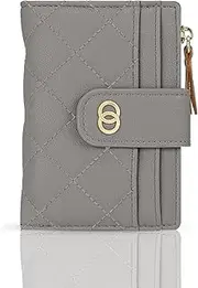 [Weenkilly] Small Wallet For Women- Credit Card Holder Wallet For Women Girls- Zipper Small Bifold Wallet Mini Coin Purse With ID Window, Grey, Women Wallet