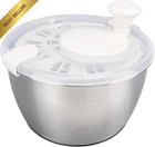 5L Stainless Steel Salad Spinner Vegetable Dryer Lid Drain Bowl