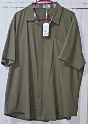 COOFANDY Mens Size XXL Light Linen Blend Camp Shirt OD Army Green **NWT**