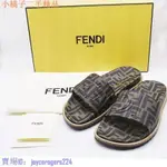 二手 FENDI FF滿版LOGO 黑棕色輕量防滑鞋底 拖鞋/男鞋 SANDALS 尺寸齊全 正品