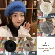 Ladies Girls Mohair Knitted Beret Hat Beanie Cap Winter Hat Beret French Artist