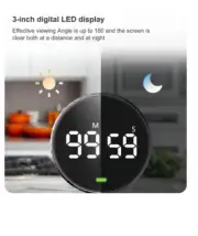 LED Digital Round Timer Manual Countdown Alarm Rotary Clock Magnetic Stopwatch
