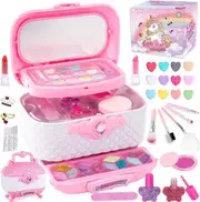 Kids Makeup Sets for Girls, Play Make Up Birthday Gifts for 3 4 5 6 7 8 9 10 11 12 Years Old Kid (Pink)