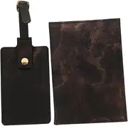 [Baluue] 1Set Lightweight PU Passport Holder Luggage Tag Durable Travel Wallet Essentials for Easy Access Protection Water Resistant for Suitcases and Boarding