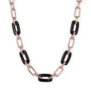 Bronzallure Variegata Black Onyx Link Necklace 48.3CM