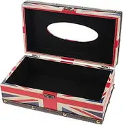 BEBEMOKO Union Flag Wooden Tissue Box Rectangular Tissue Storage Desktop Paper Holder Home Decor Smooth Paper Pull Compact Size Easy to Open
