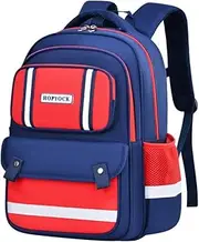 [HOPYOCK] School Bags for Boys Girls Kids,Multi-Pocket Unisex Children Backpacks with Night Reflection,Primary School Backpack Back Bookbags